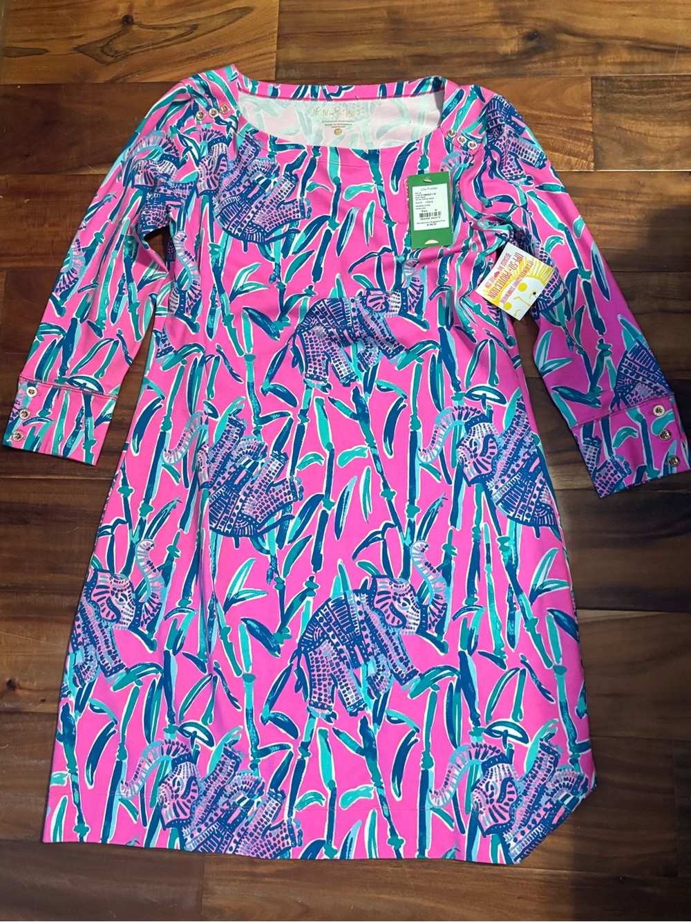NWT Lilly Pulitzer Sophie Dress Pink Elephant Bamboo Print UPF 50+ Size M (0832)